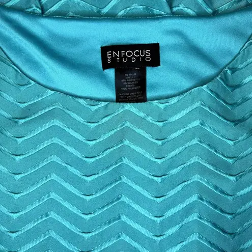 Enfocus Studio Women's Fit & Flare Short Sleeve Dress. Teal w/Pleats Size 12