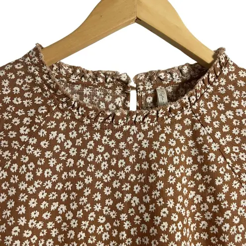 Rylee + Cru Janie Ditsy Floral Print Brown Long Sleeve Dress Size Small