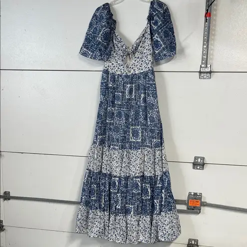 Abercrombie & Fitch  WOMENS BLUE FLORAL TIERED MAXI DRESS NEW SMALL TALL