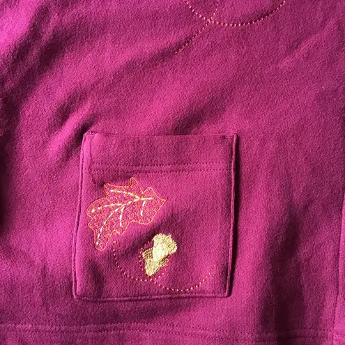 Classic Elements Autumn Leaf Burgundy Sweater Embroidered Grandmacore Fall Style