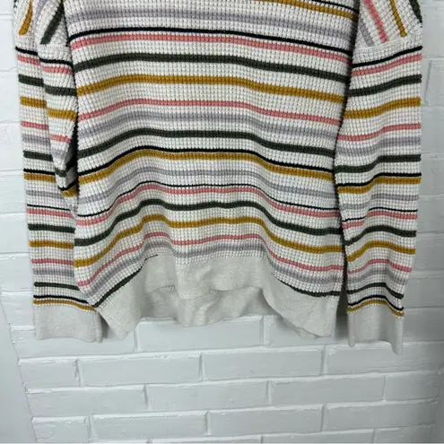 REI Cooperative Wallace Lake Waffle Striped Crewneck Knit Sweater Size M Tan Size M