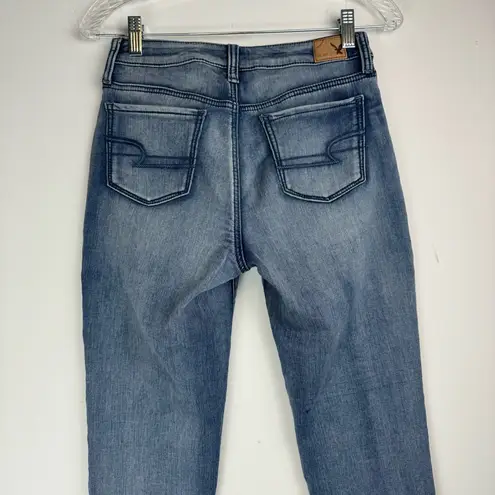 American Eagle  Denim Jogger Pants Sz 0 Super Stretch Jeans Ankle Cuff