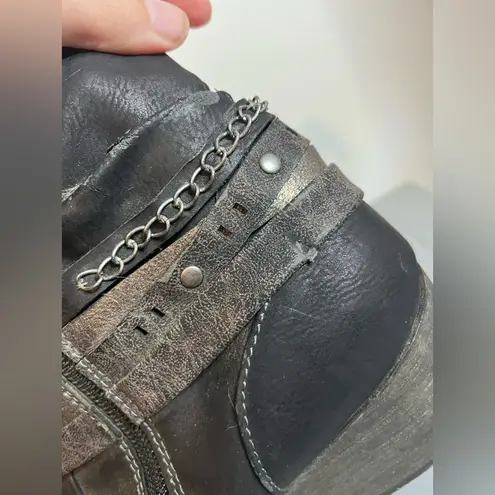 Jellypop Nashville Kinney Grunge Gunmetal Chain Grunge Rock Ankle Booties Sz 8.5