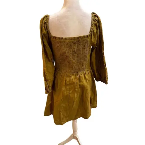 Lost + Wander Women's Yellow Smocked Bodice Mini Dress Size M