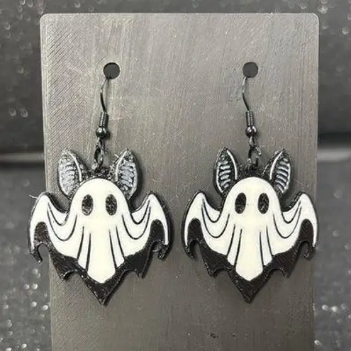 Bat Ghost Halloween Earrings 👻🦇✨ Black