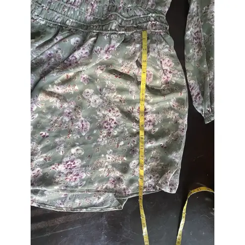 Kori Green Floral Lightweight Long Sleeved Flowy Dress Size Small