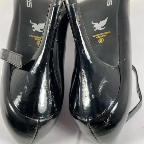 Shiekh  Black Shinny Heels with Strap - Size 9