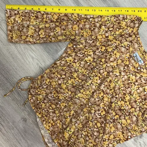 Caribbean Joe Multicolor 3/4 Sleeve Ruched Tie Sides V-Neck Shirt Size Large