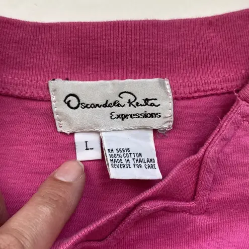 Oscar de la Renta Vintage Expressions barbiecore pink t-shirt, size large