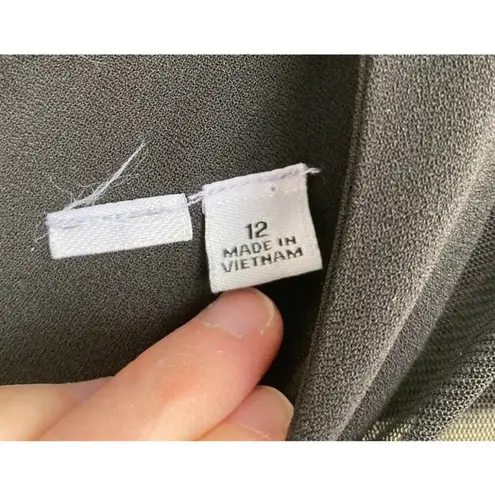 Black Sheer Panel Velvet Trim Straight Leg Jumpsuit Size 12 Office Siren Career