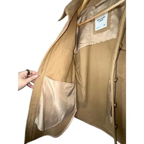 Abercrombie & Fitch  Tan Brown Wool Long Sleeve Collared Shacket Jacket Womens M thumbnail 5