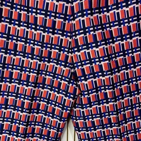 Piazza Sempione Audrey Print Crop Tapered Pants Pink & Navy Blue Size US 10