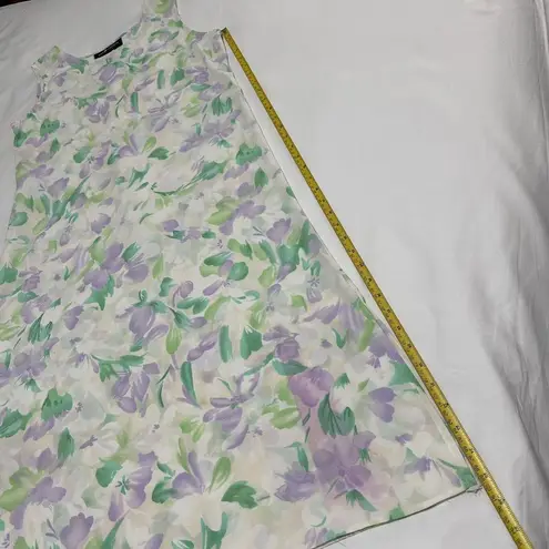 Sag Harbor Midi Dress Sz 6P 6 Petite Pastel Floral Sleeveless Tie Back