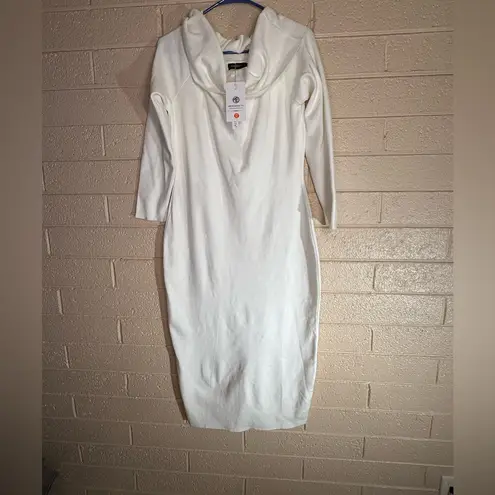 Merokeety Elegant White Cowl Neck Dress