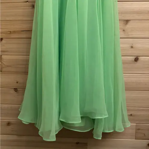 Vintage Mike Benet Size Small Lime Green Sequin Babydoll Chiffon Prom Dress