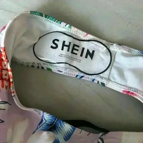 One Piece High Cut Swimsuit Black Floral See Through Mesh Size XL Beach Vacation