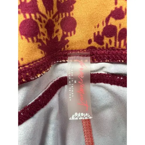 Free People Womens Yoga Leggings With Wild Floral & Geometric Prints Ruched Ankl Orange Size M