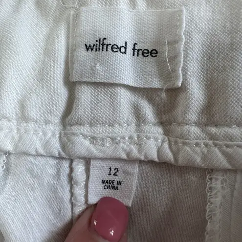 Aritzia Wilfred Free Cargo Pants Size 12 Ivory Cream Wide Leg High Rise Pockets