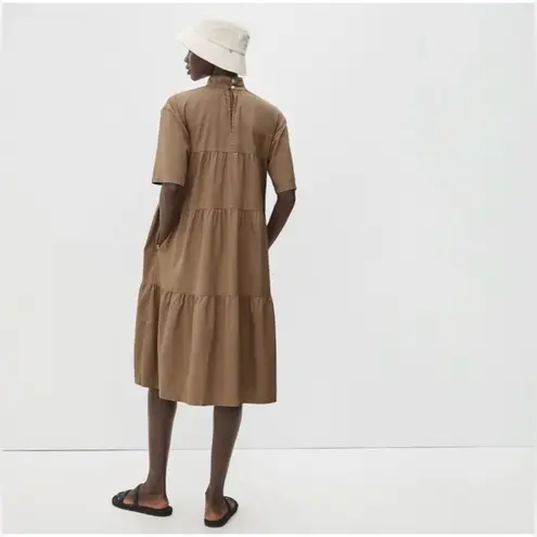 Everlane  The Tiered Mockneck Dress Toasted Coconut Womens Size Small Cotton Boho