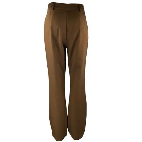 boa. Women's Brown Pintucked High Waisted Bootcut Flared Trousers Pants Size S