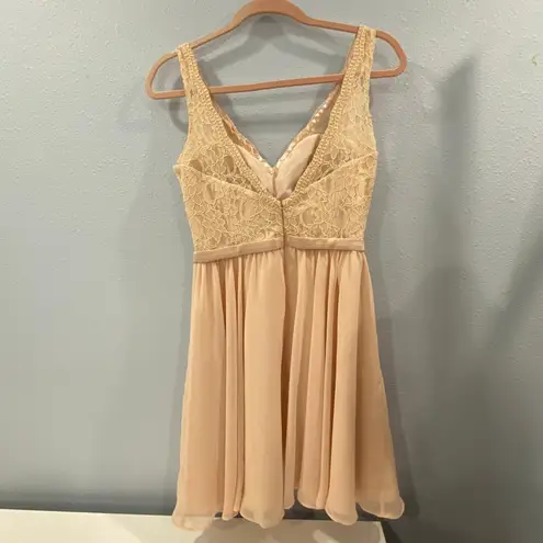 Mori Lee Lace Bodice Dress Chiffon Party Cocktail Pastel Pink Blush Sleeveless 6