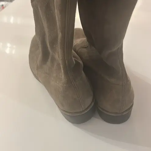 Stuart Weitzman  Lowland Loden Suede Khaki Grau Brown Over The Knee Boots Size 9