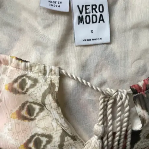 VERO MODA VM Marrakech Olive Pink Cream Lined Maxi Dress Size Small