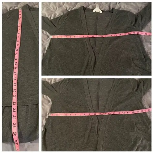 Gillian & O’Malley Marled Open Front Cardigan Ruffle Back High Low Hem Grey S Gray