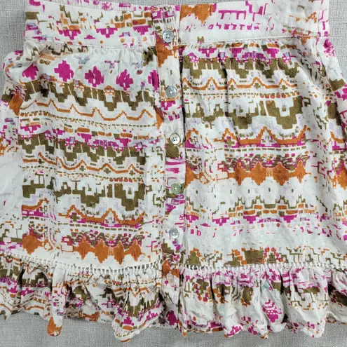 Shyanne Womens Skirt Size S Multicolor Abstract Southwestern Ruffles Lace Trim
