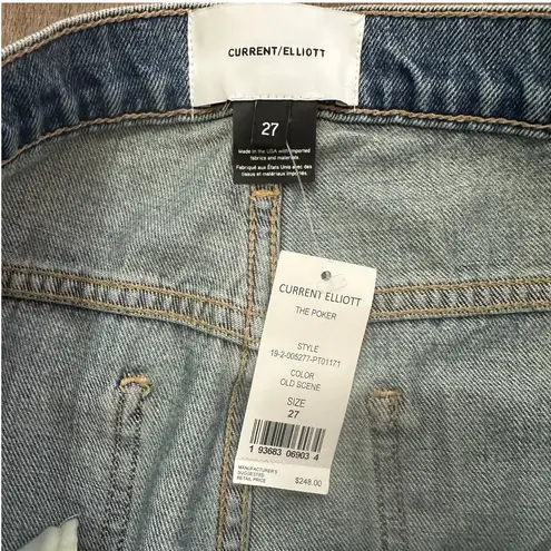 Current/Elliott NWT  The Poker Straight Leg Jeans Size 27 Medium Wash
