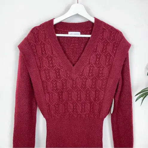 Lost + Wander Sydney Burgundy Wine Mini Knit Sweater Dress One Size NWT