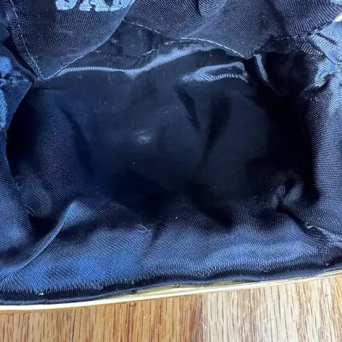 Vintage Handmade Black Beaded Cross Body Bag Purse Evening Gold Strap Clutch