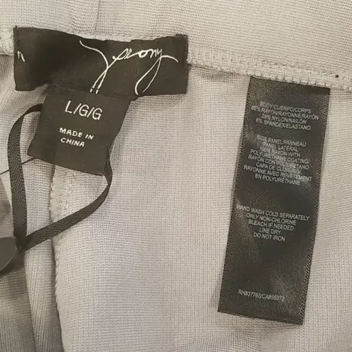 💕PEONY💕 Gray Hig Rise Leggings Faux Leather Panels L NWT Size L