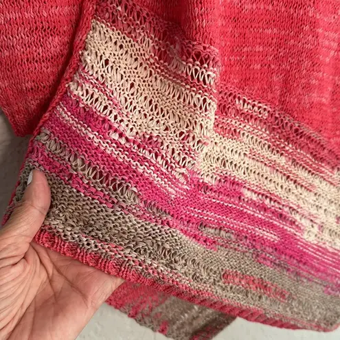 Soft Surroundings Beachy Coral Summer Vacation Tunic Sweater Open Knit Artsy