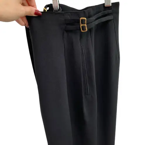 VTG 80’s Trouser Pants With Gold Embellished Buckle Detail Black Size 2