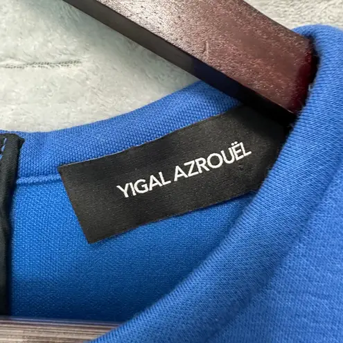 Yigal Azrouël Sleeveless Sheath Dress Textured Blue Fitted Cocktail Size 8