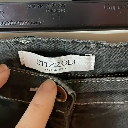Stizzoli Jeans Dark Wash White Stitching Embroidered Pockets Italy Gray Size 32