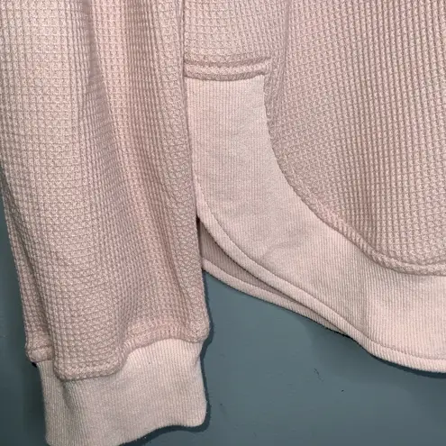 Blush Pink Long Sleeve Waffle Knit Crewneck Pullover Tunic XL