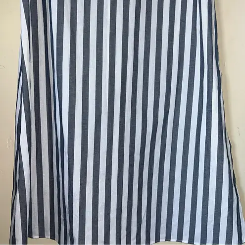 Emery Rose Grey And White Vertical Stripe Short Sleeve Maxi Dress Sz XL Black