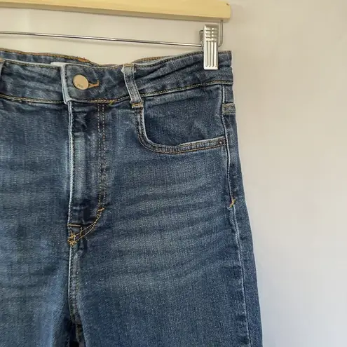 ZARA  raw hem medium wash blue jeans women's size 28 straight leg pants casual