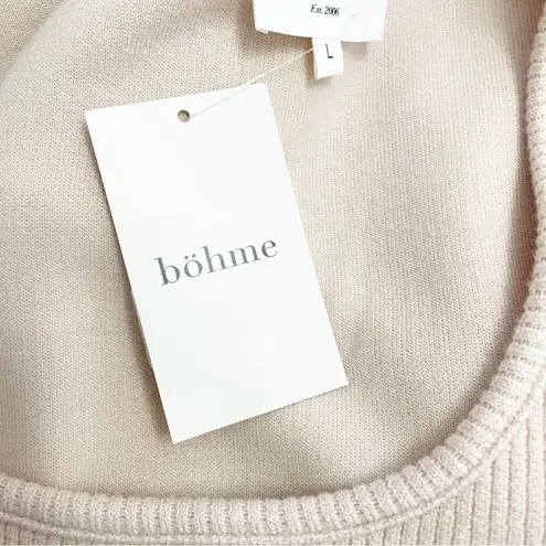 Bohme NWT Saya Midi Sweater Knit Scoop Neck Dress in Nude Cream Size Large NEW