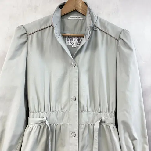 Nordstrom VTG  Brass‎ Plum Dress Trench Coat Size 11 Retro Modest Minimalist Gray