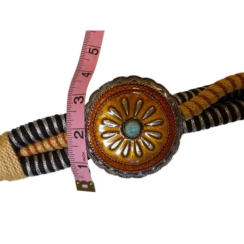 Handcrafted Leathercraft Accessory Belt Turquoise Accent Brown