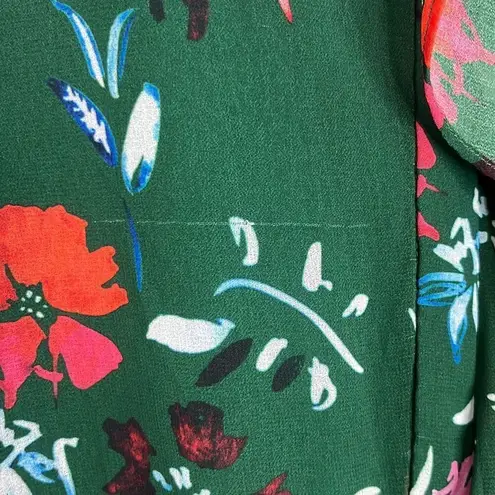 C/MEO COLLECTIVE Elude Midi Dress Green Floral Front Ruffles Halter Neck XS