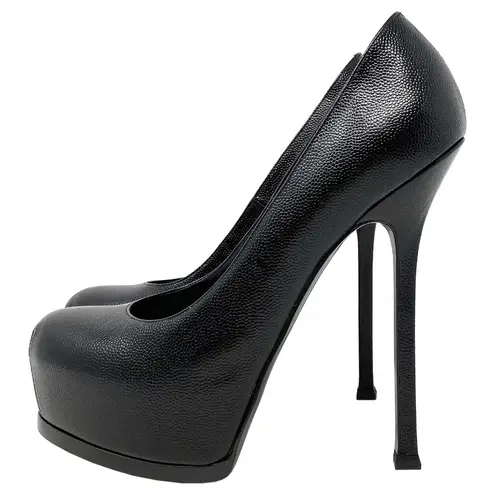 YSL  Tribute 120 Black Leather Platform Pumps