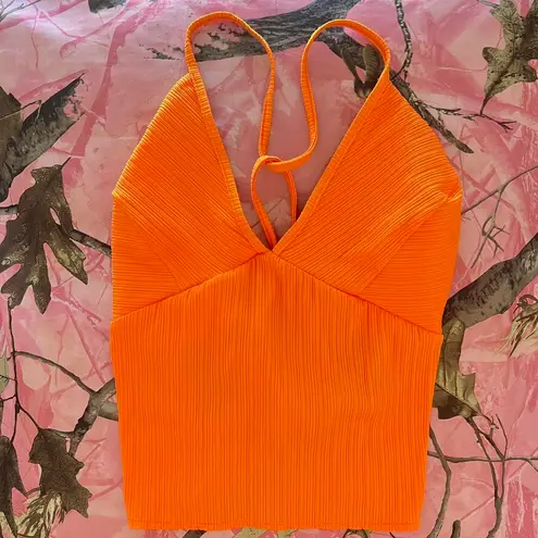 frankie's bikinis orange tie open back summer tank top