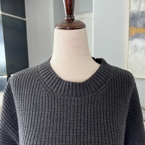 BCBGMAXAZRIA  Charcoal Rib Knit Crew Neck Sweater, Size S