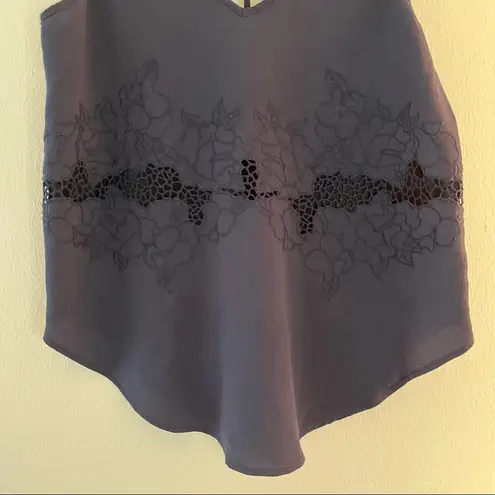 ASTR  The Label Tank Navy Blue Floral Embroidered Lace Top GUC *See Measurements*