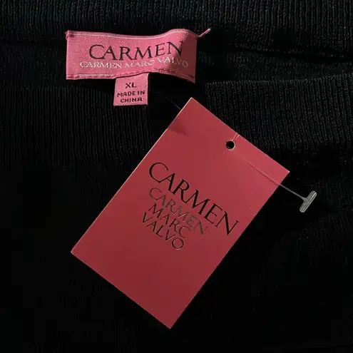 Carmen Marc Valvo NWT Size XL Black Embellished Midi Straight Pencil Skirt