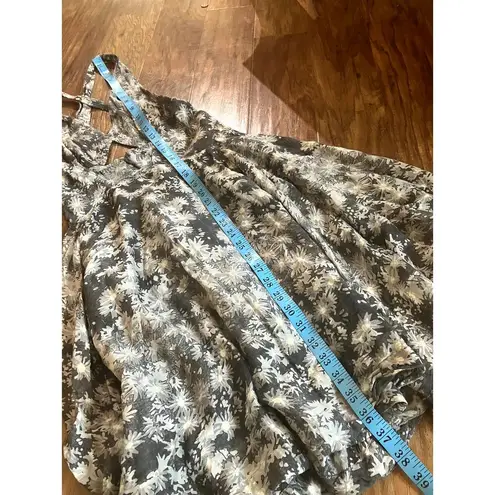 Stella McCartney Floral Cotton Silk Blend Sun Dress Gray FEMININE COMFY LUXURY